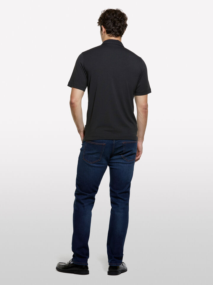 Black slim fit polo - men's polos - Black | Sisley image number 2